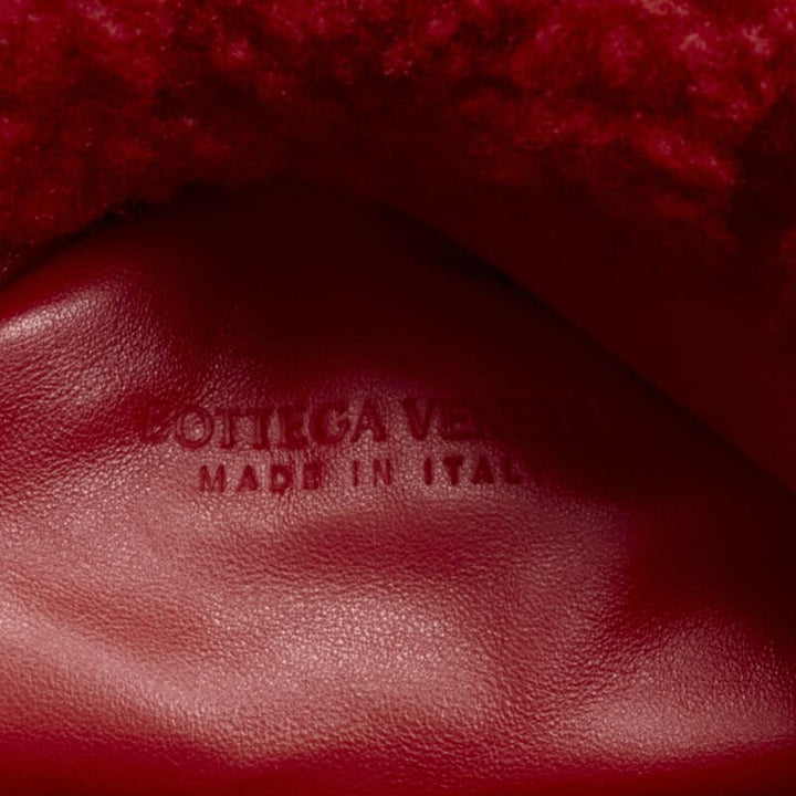 rare BOTTEGA VENETA Daniel Lee Runway red shearling fringe crossbody clutch