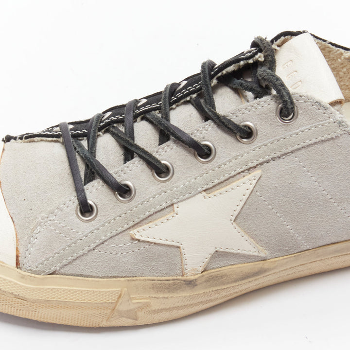 GOLDEN GOOSE VSTAR2 bicolor grey black distressed leather sneakers EU40