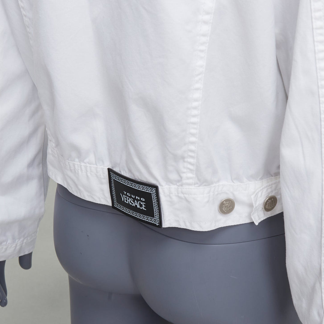 VERSACE YOUNG Vintage white silver medusa logo button jacket