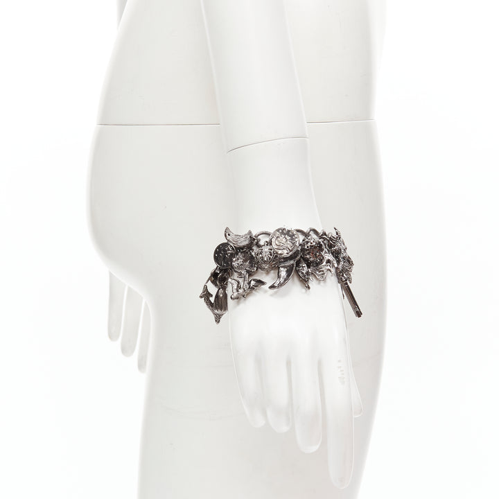 PATCH NYC gunmetal spider bell anchor coin chain charm necklace bracelet