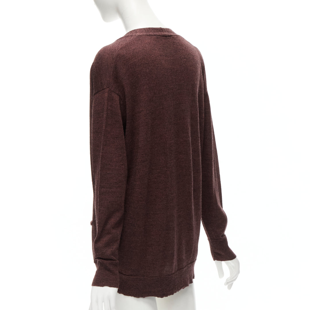 ISABEL MARANT brown 100% mercerised wool single button cardigan Sz. 1 S