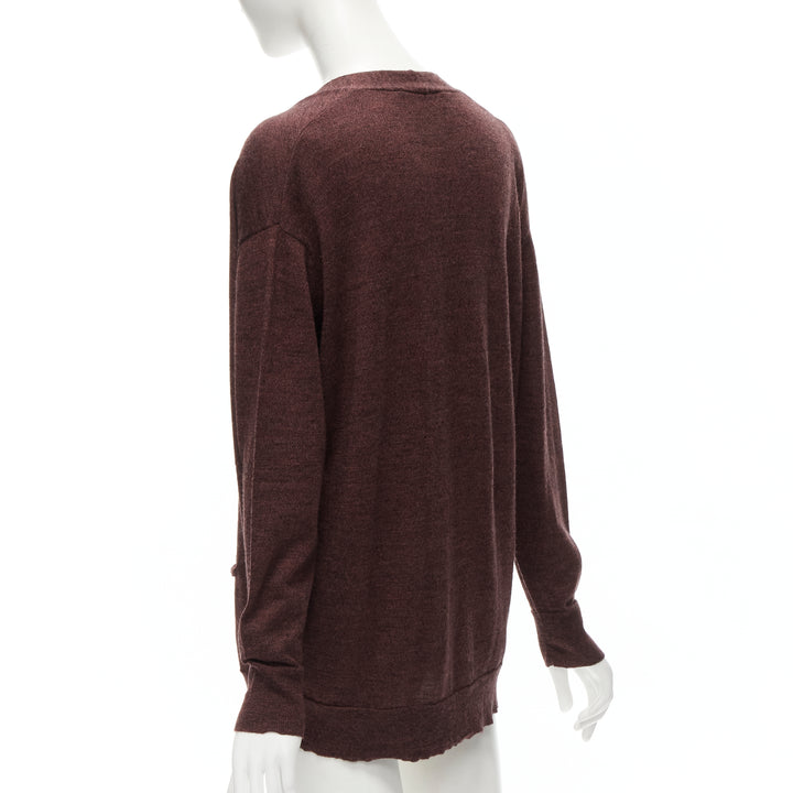 ISABEL MARANT brown 100% mercerised wool single button cardigan Sz. 1 S