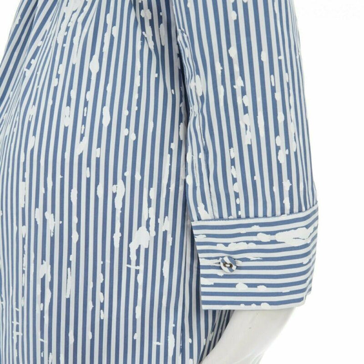 TOMAS MAIER cotton blend blue white splatter print belted casual dress US0 XS