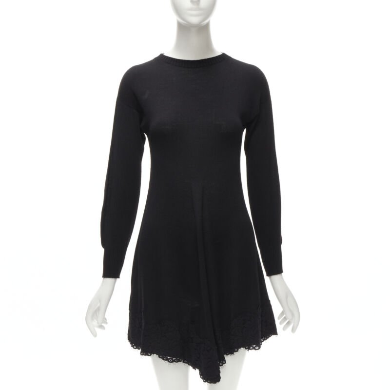 PHILOSOPHY DI LORENZO SERAFINI black lace trim sweater dress IT38 XS
