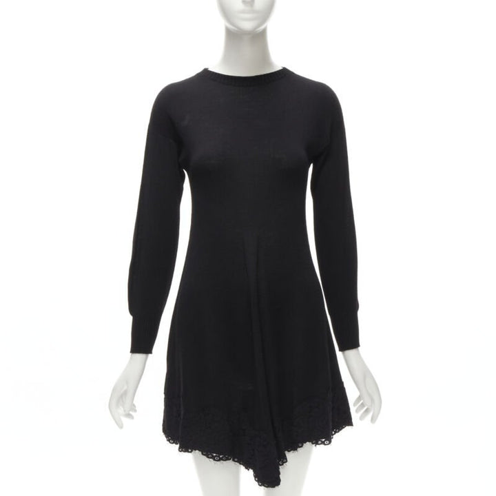 PHILOSOPHY DI LORENZO SERAFINI black lace trim sweater dress IT38 XS