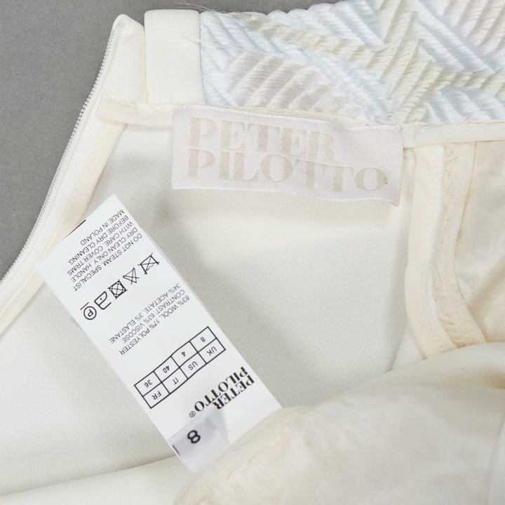 PETER PILOTTO cream wool blend lace dome beaded blouse UK8 S