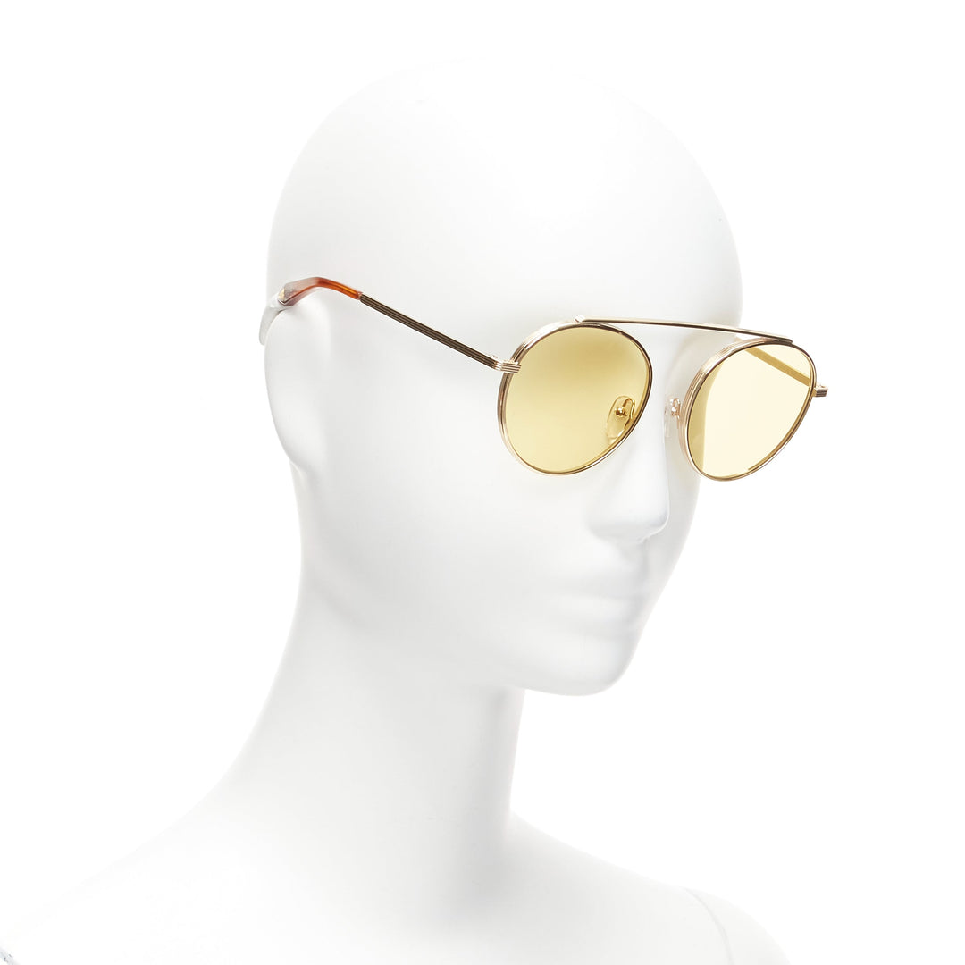 VICTORIA ECKHAM Cati VBS137 gold round frame yellow lens sunglasses
