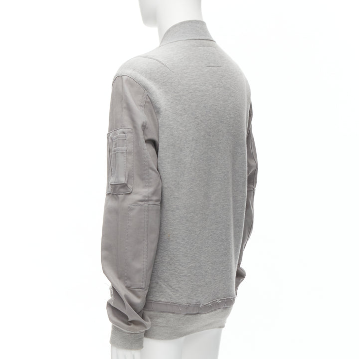 SACAI grey jersey contrast sleeves casual bomber jacket JP2 M