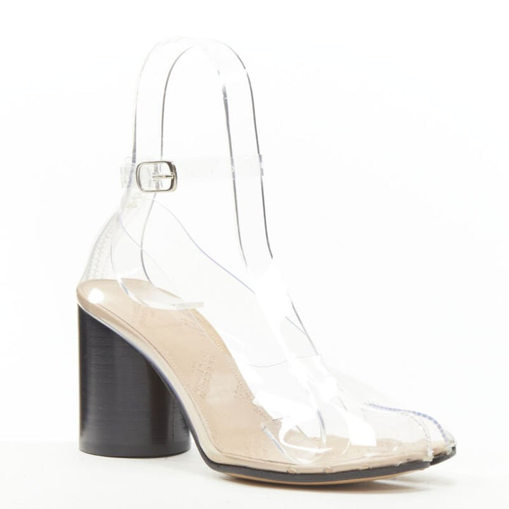 MAISON MARGIELA Tabi PVC transparent clear ankle strap cone heel pump EU36