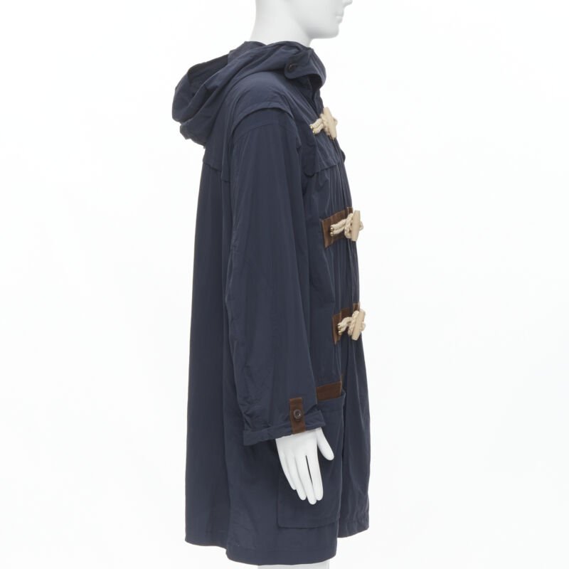 KOLOR navy blue rope wood toggle button anorak parka jacket JP2 M