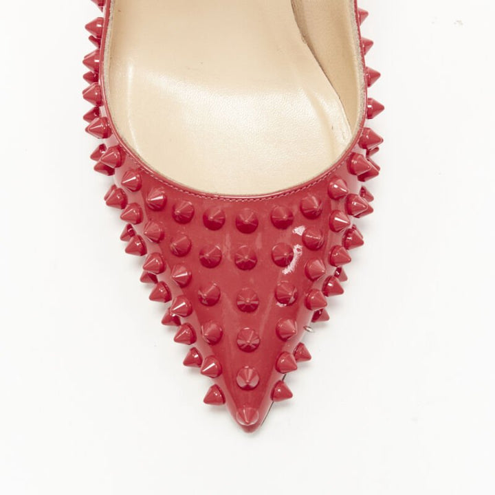 CHRISTIAN LOUBOUTIN pastel pink patent spike allover stud pigalle pump EU39.5
