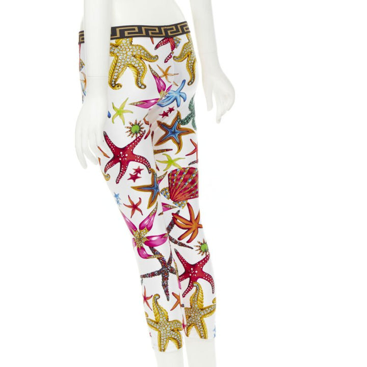 VERSACE Kids Tresor De La Mer print Greca leggings 12A XS