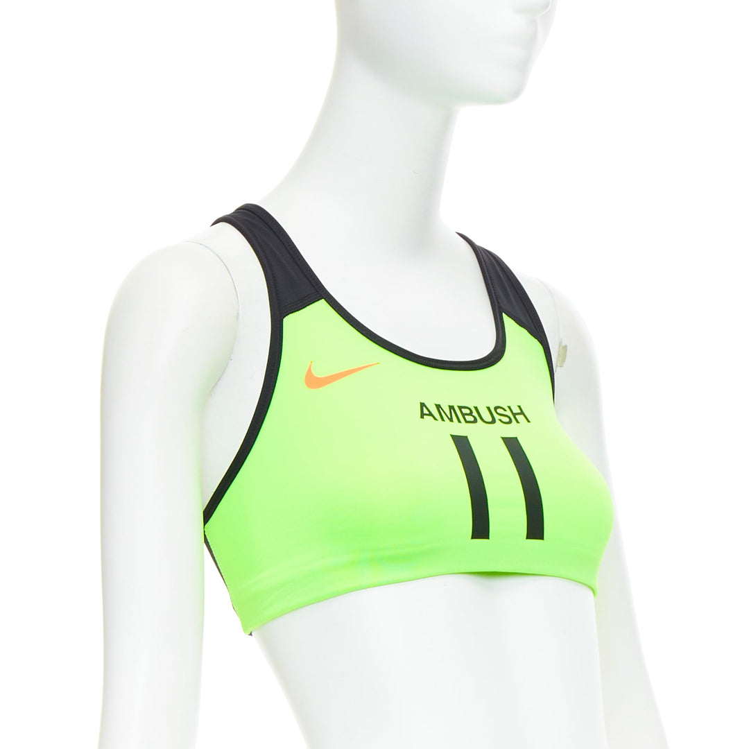AMBUSH NIKE neon green orange swoosh crop dryfit tank top XS