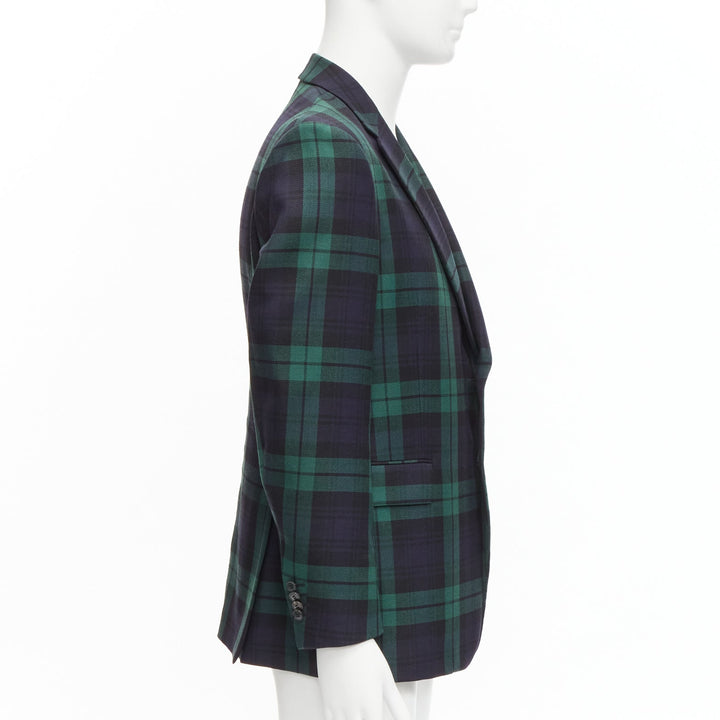 VALENTINO 100% virgin wool green blue check  preppy schoolboy blazer IT50 L
