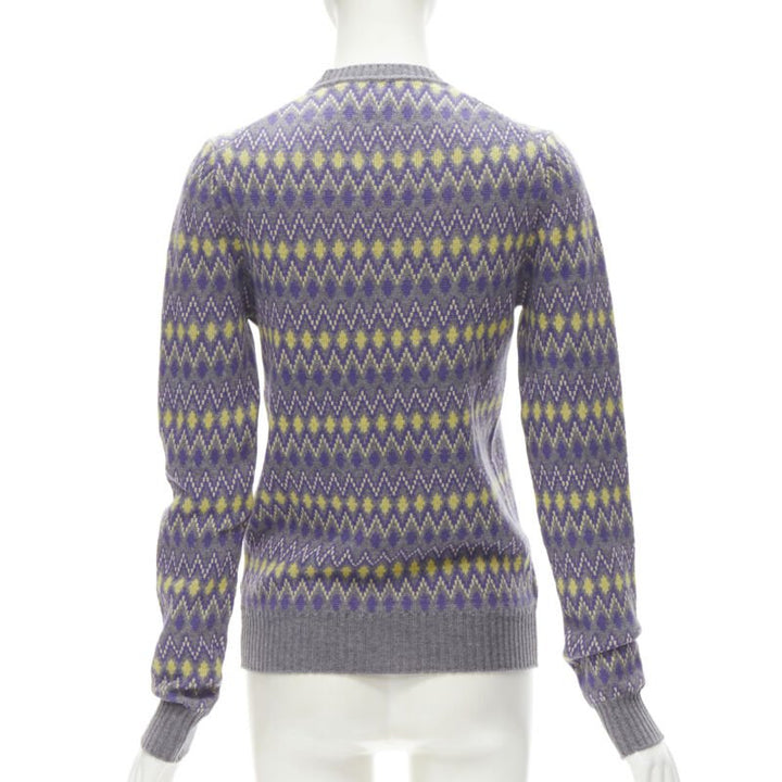 PRADA Sports Logo grey purple argyle knitted sweater S