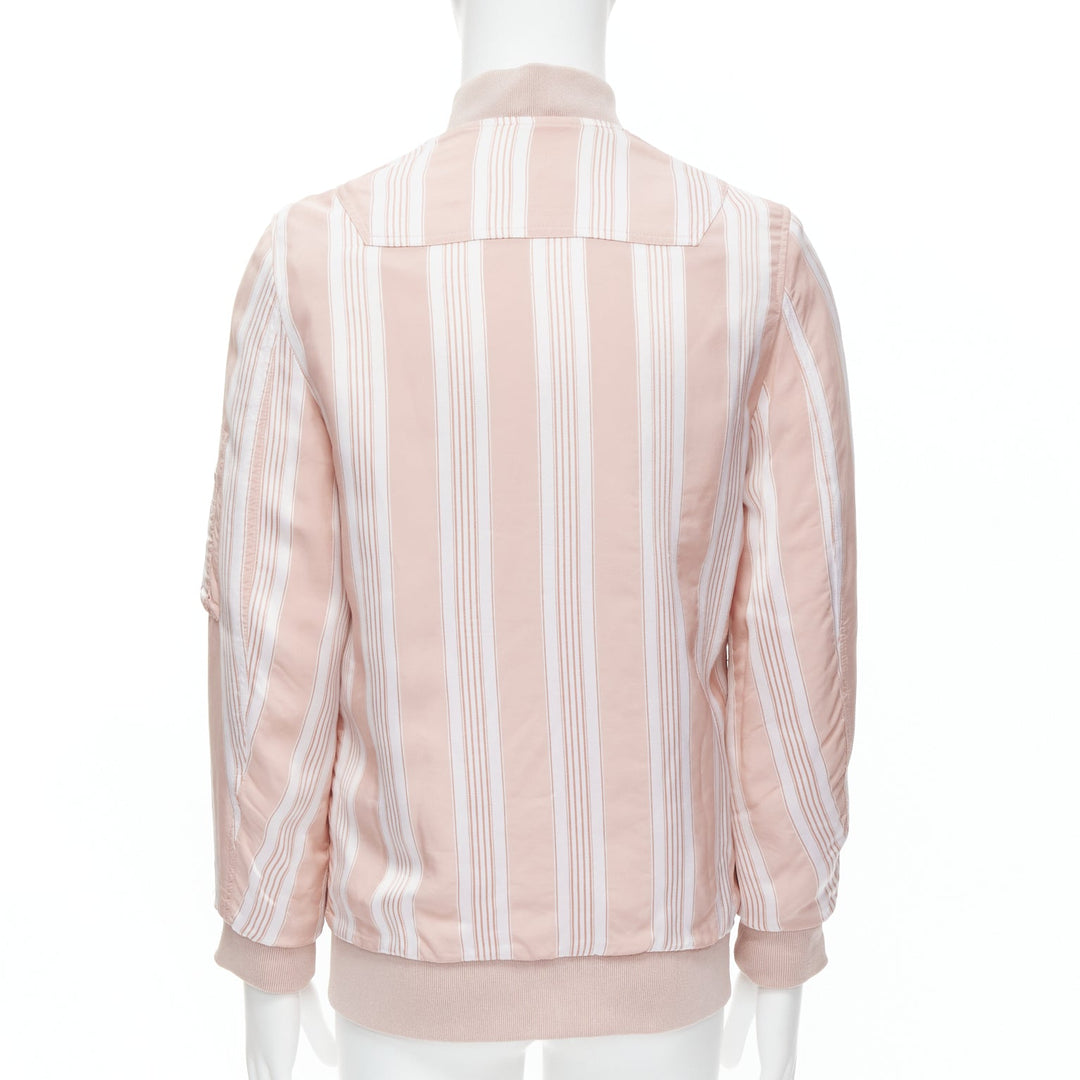 ACNE STUDIOS Varden 2016 pink white striped padded bomber jacket FR34 XS