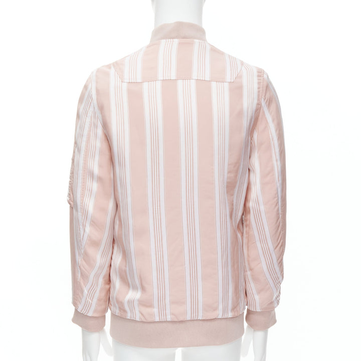 ACNE STUDIOS Varden 2016 pink white striped padded bomber jacket FR34 XS