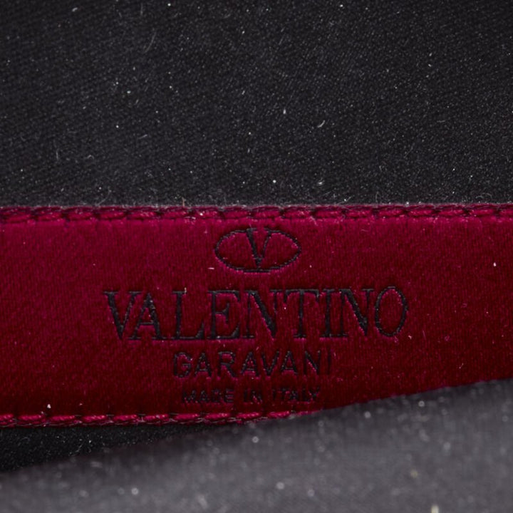 VALENTIN Rockstud black patent leather studded gold chain circle crossbody bag