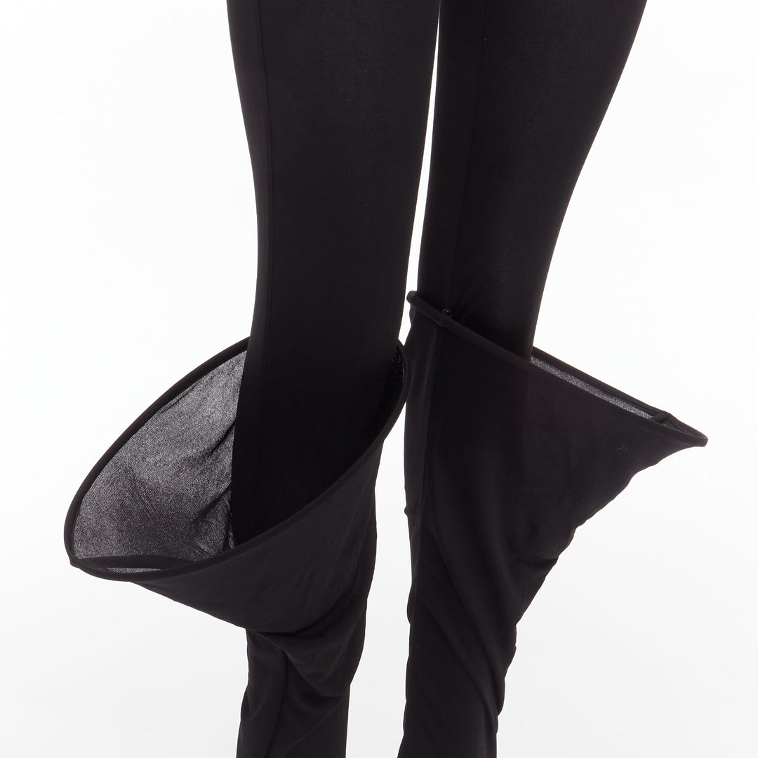LOEWE Runway Hoop black 3D cuff semi sheer stirred up legging pants FR36 S
