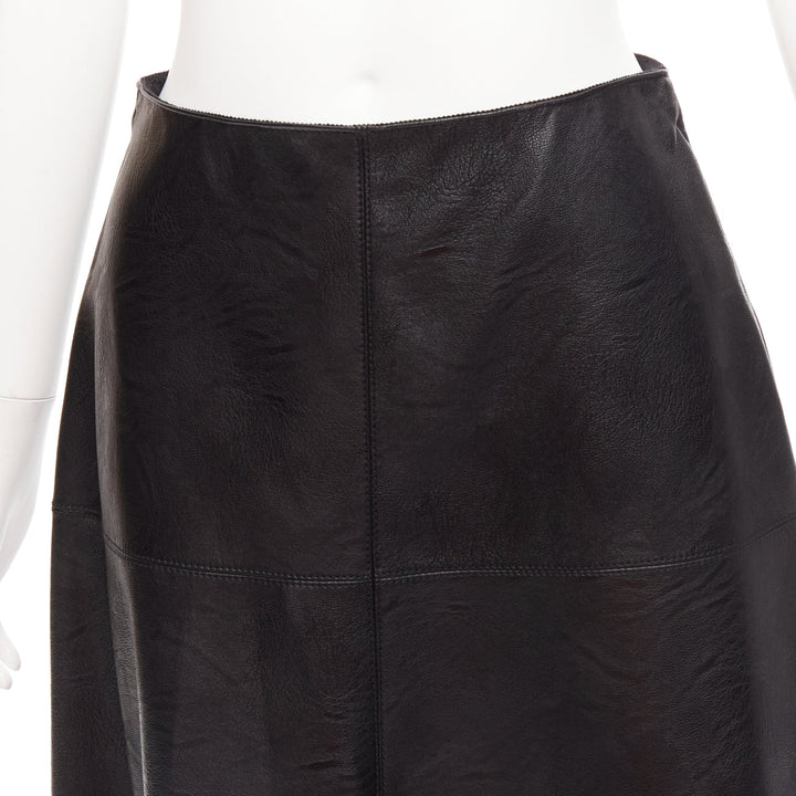 STELLA MCCARTNEY Skin Free black vegan leather A-line midi skirt IT40 S