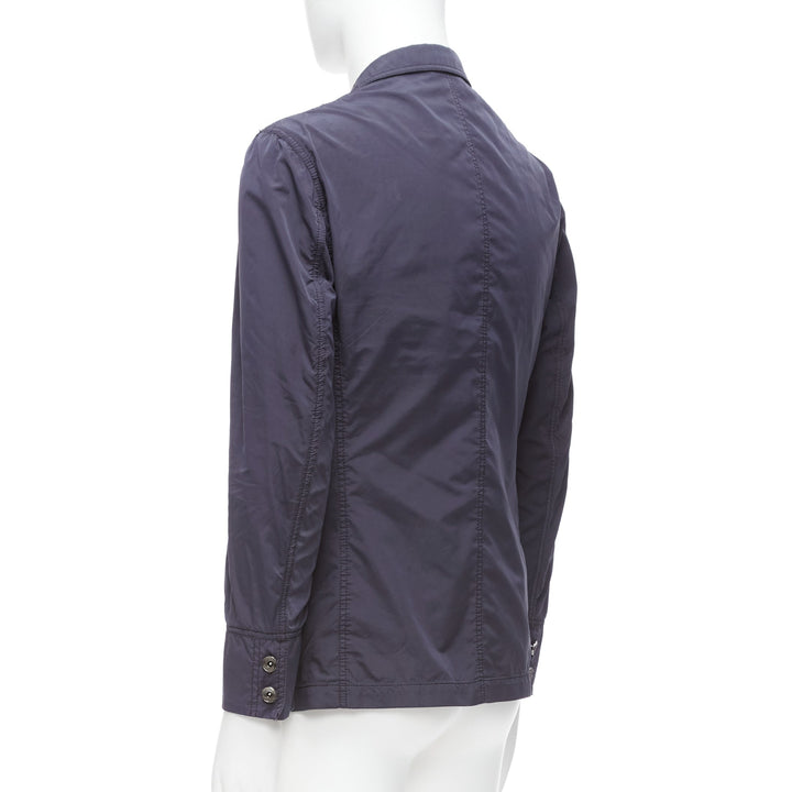 ST DUPONT charcoal grey nylon overstitched silver hardware blazer IT50 L