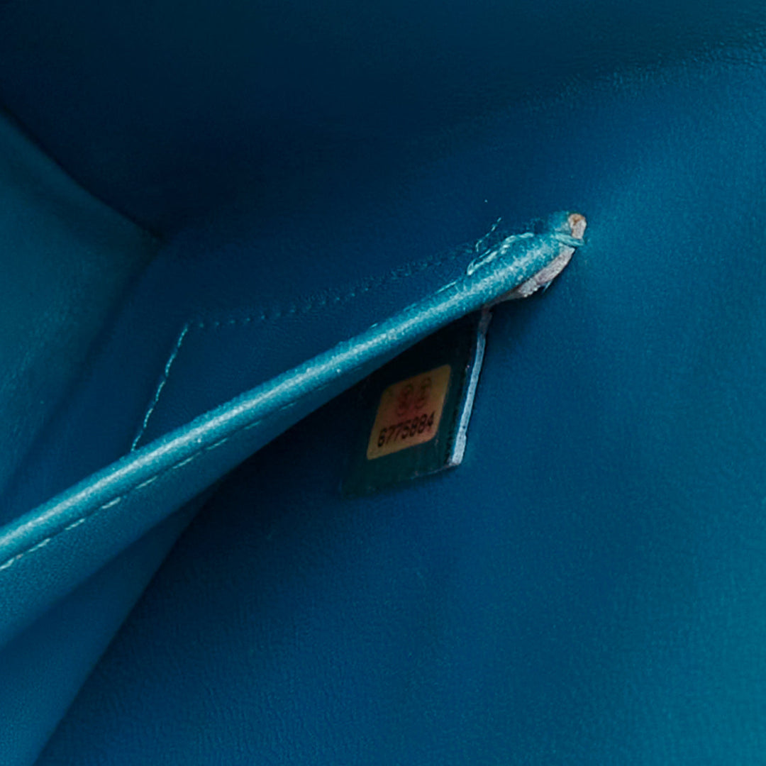 rare CHANEL Puzzle blue plastic CC chip leather stitch tote bag