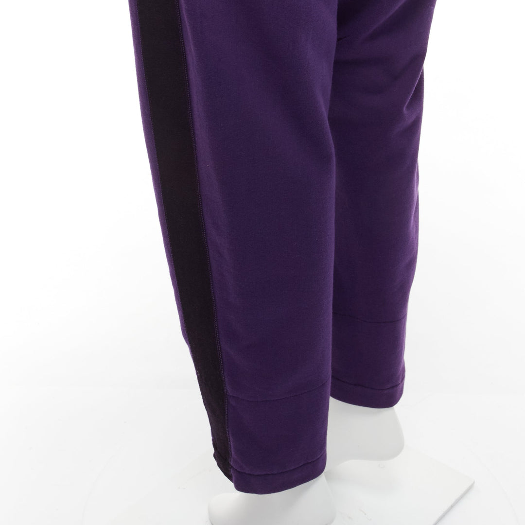 HAIDER ACKERMANN purple 100% washed cotton black trimmed darted joggers S