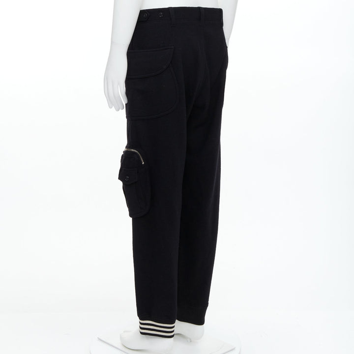 Y3 black wooly silver zip stripes opening asymmetric cargo joggers M
