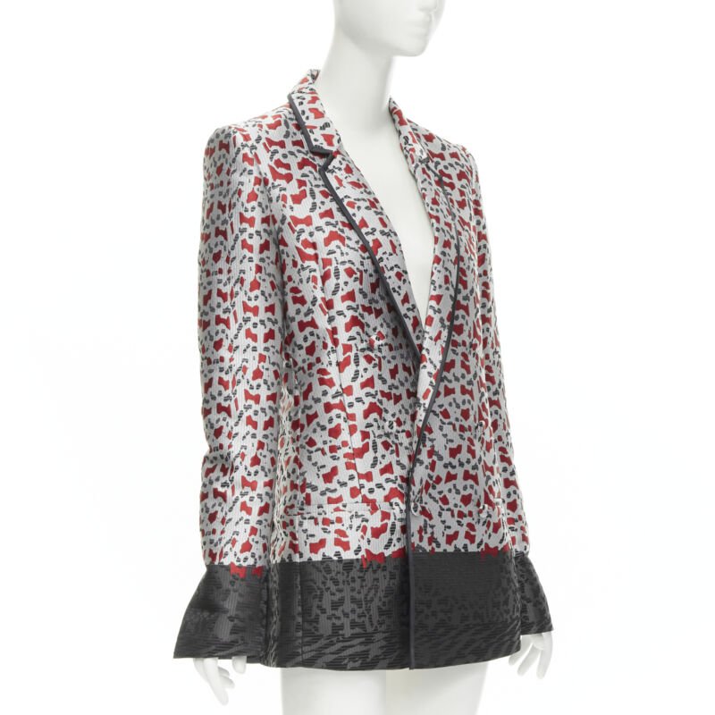 HAIDER ACKERMANN marble blood biais black jacquard blazer jacket FR34 XS