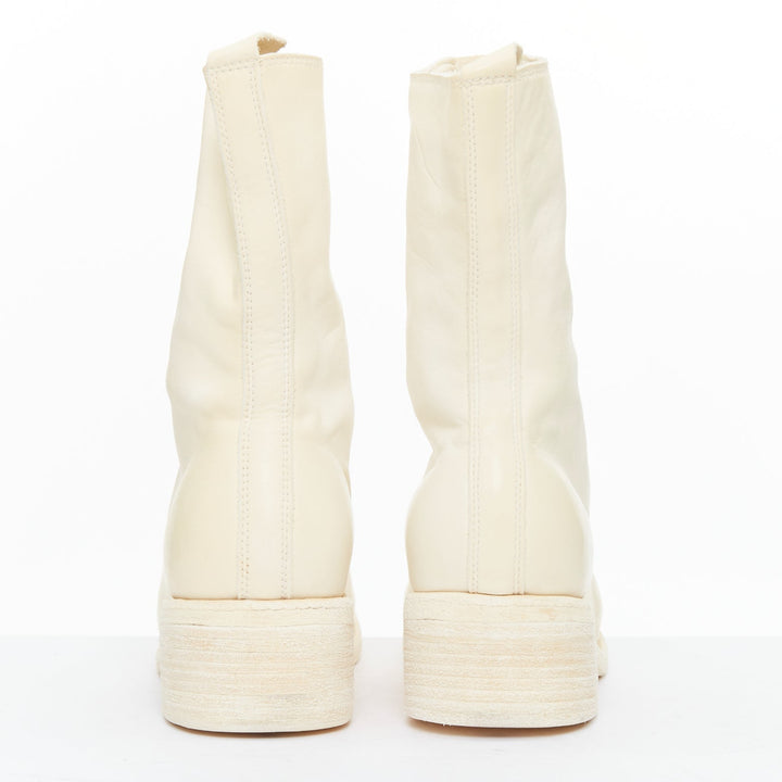 GUIDI PL2 Soft Horse cream full grain leather silver zip boots EU36