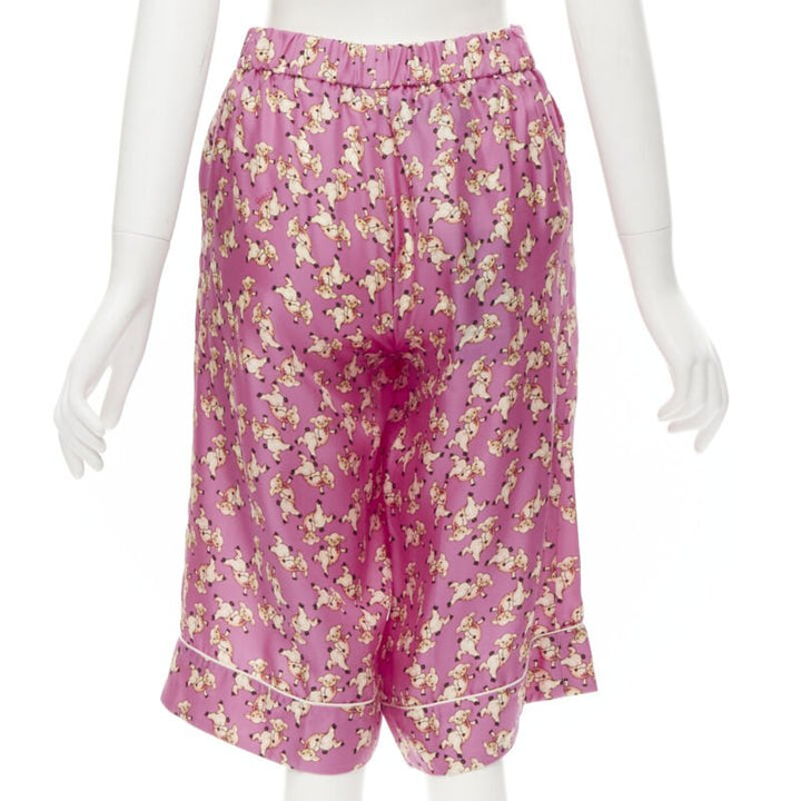GUCCI CNY 2019 100% silk pink piggy print cropped pajama shorts IT36 XS rare