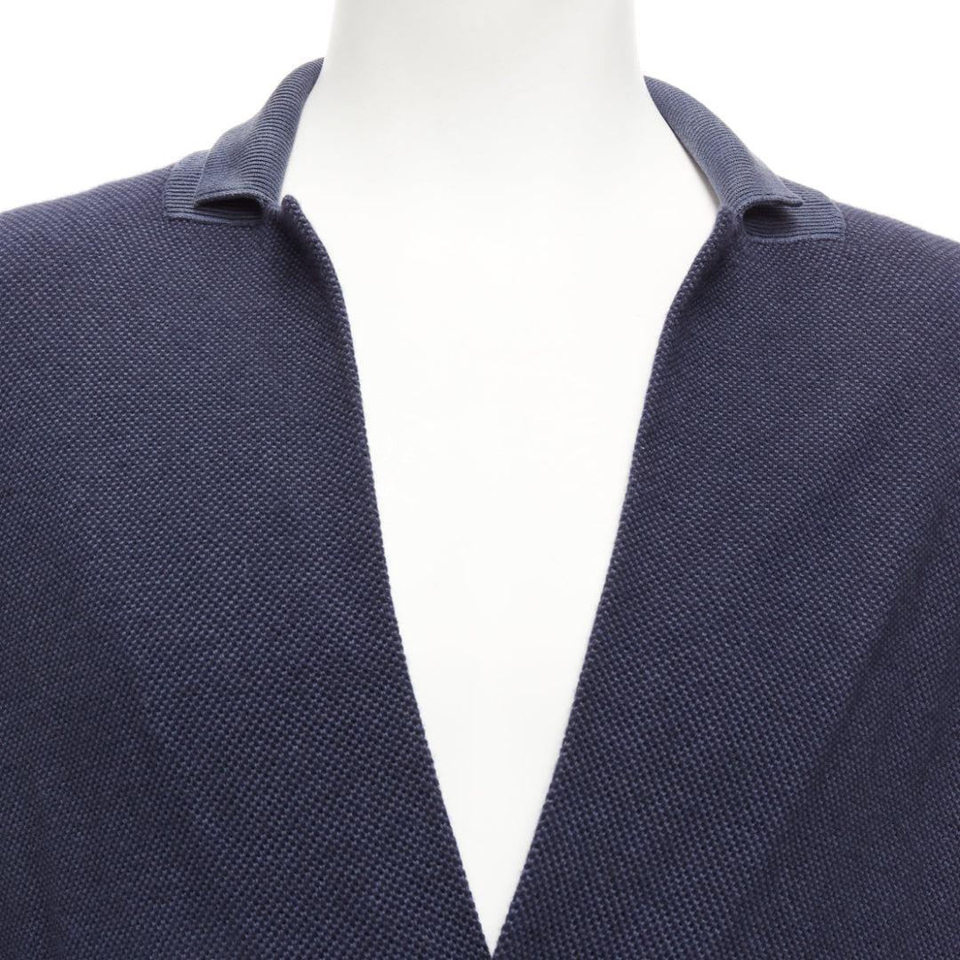 LORO PIANA navy silk cashmere buttoned drop sleeves knit cardigan IT48 M