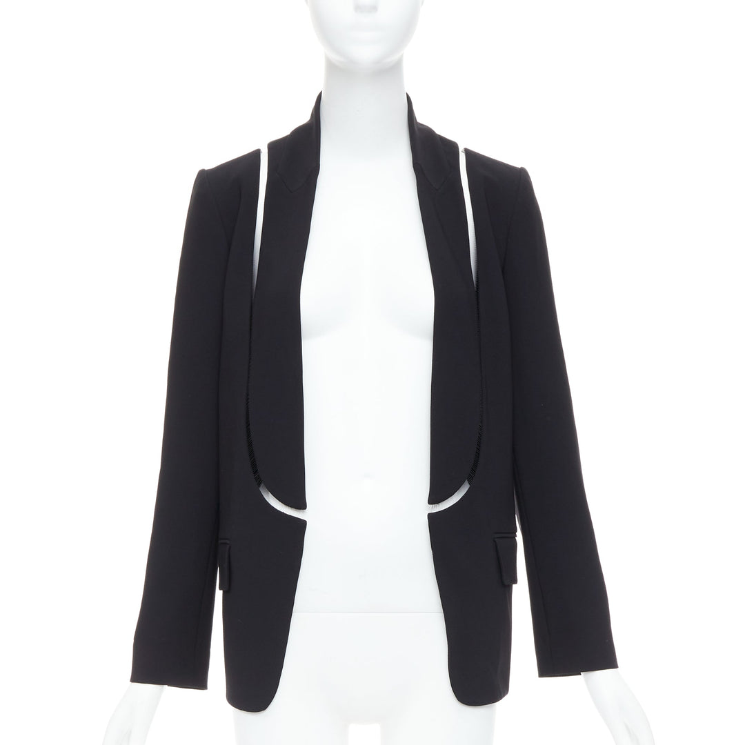 ALEXANDER WANG black fish wise tcut out long blazer jacket US0 XS