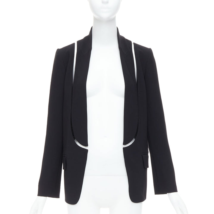 ALEXANDER WANG black fish wise tcut out long blazer jacket US0 XS