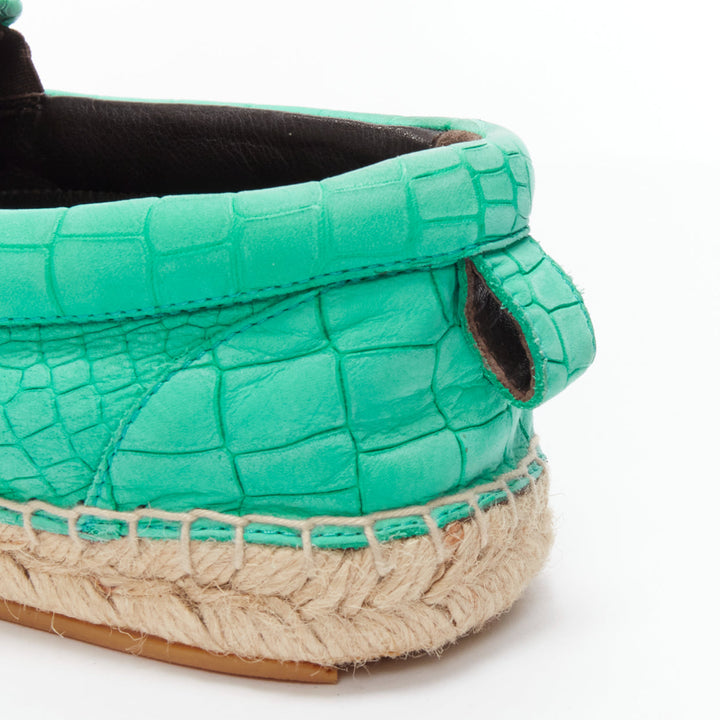 JIMMY CHOO Vlad mint green embossed scaled leather espadrilles EU42