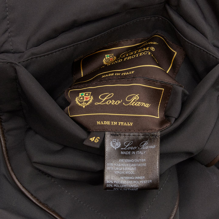 LORO PIANA Storm System Reversible cashmere wool leather trimmed jacket IT46 XL