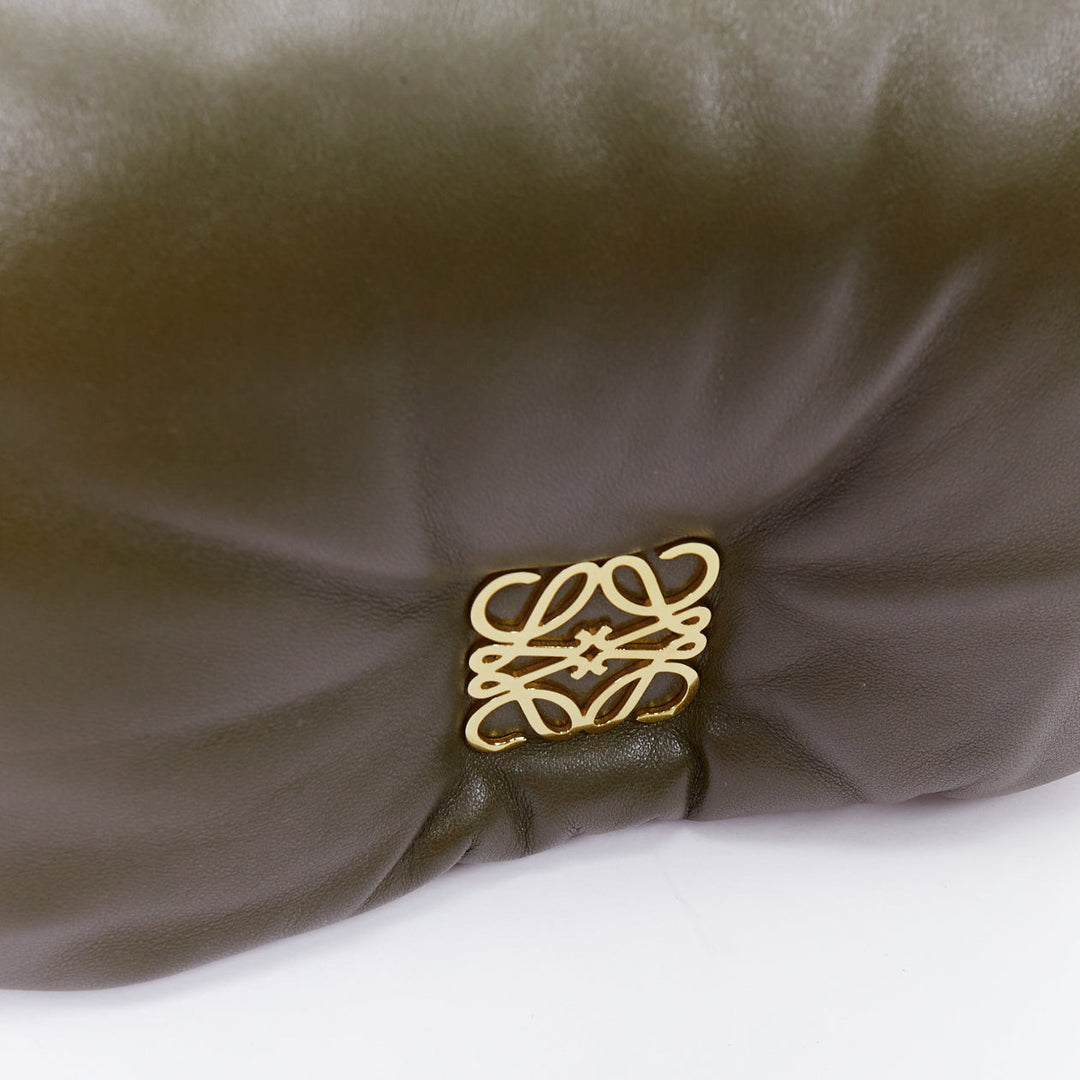 LOEWE Mini Puffer Goya khaki soft nappa padded pillow crossbody bag