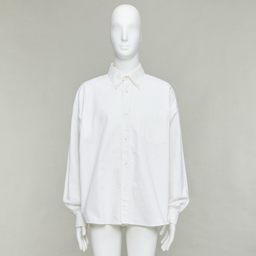 ACNE STUDIOS cream cotton cocoon silhouette AS embroidered shirt FR50 L