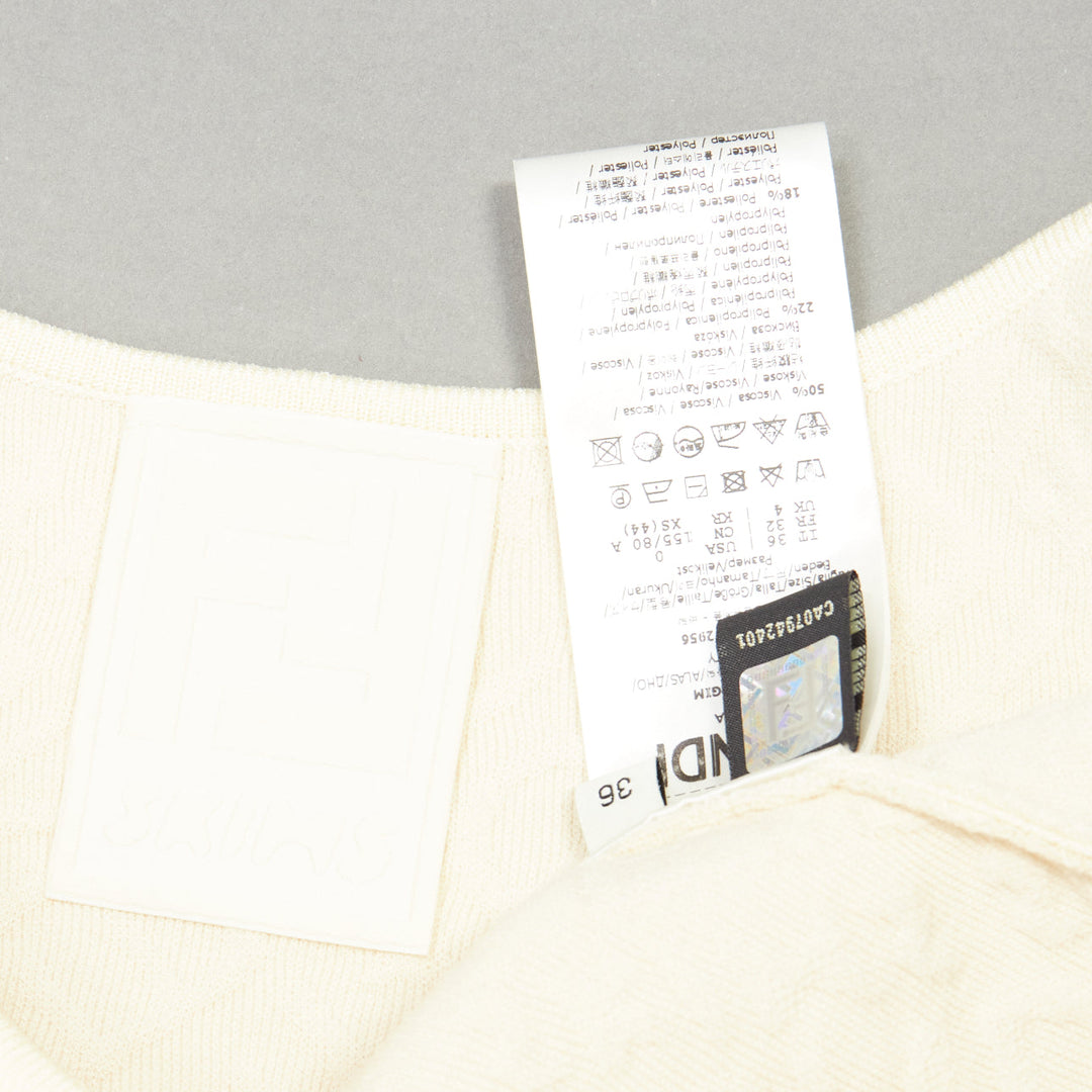FENDI SKIMS cream logo jacquard scoop neck bralette crop top IT36 XXS