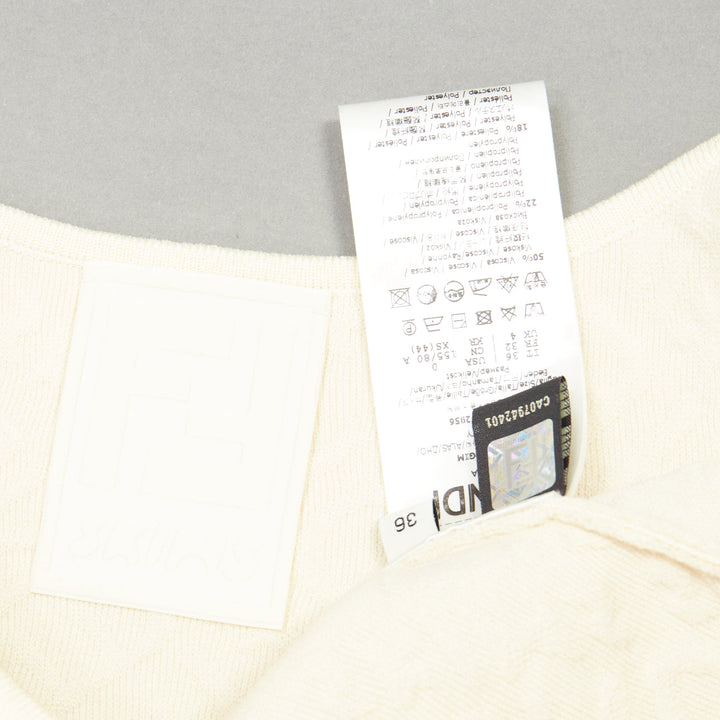 FENDI SKIMS cream logo jacquard scoop neck bralette crop top IT36 XXS