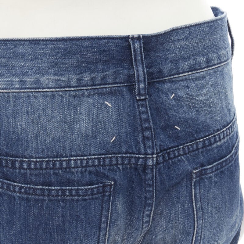 MAISON MARGEILA 2016 washed blue denim deconstructed patchwork cropped jeans 30"