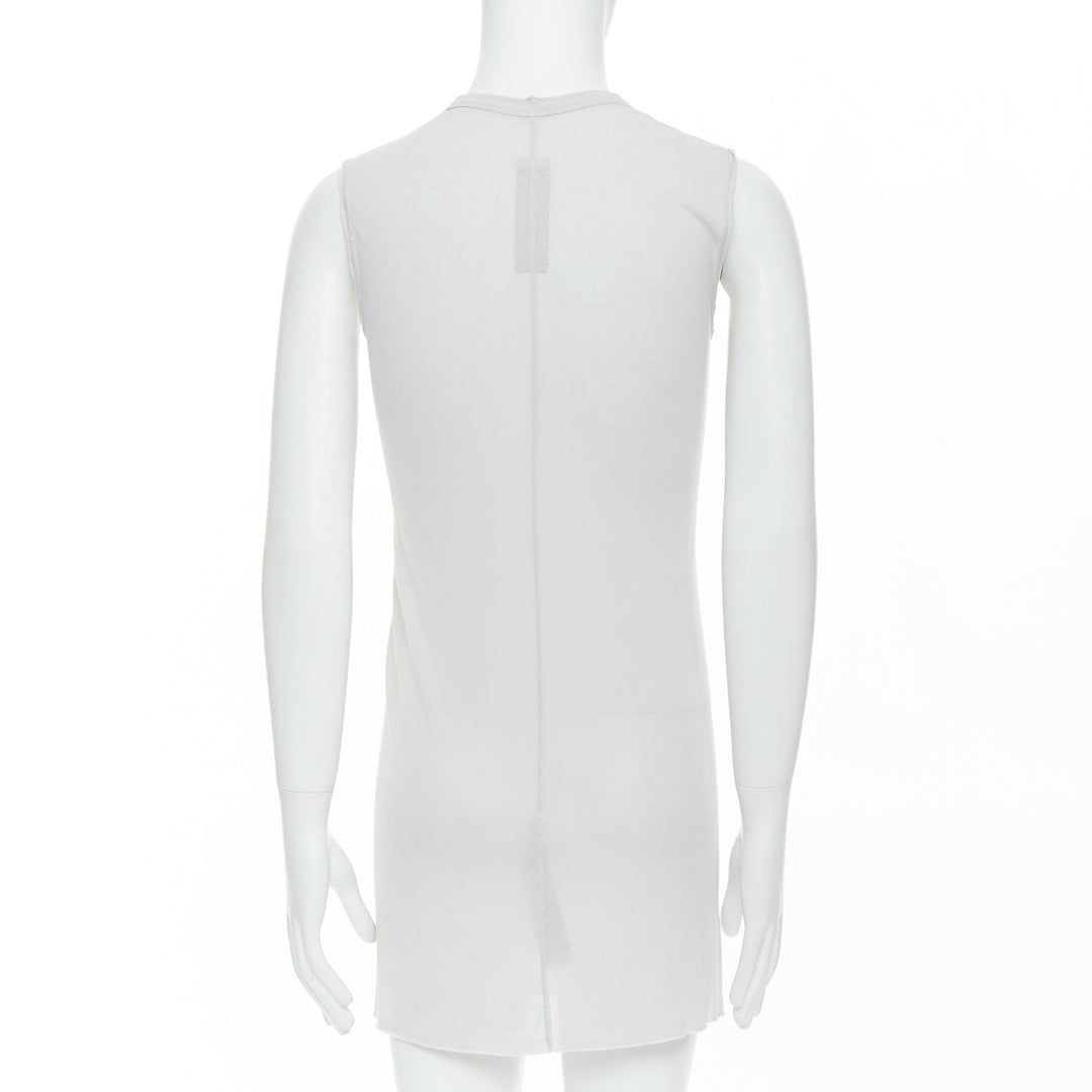 RICK OWENS 2021 Phlegethon Oyster light grey raw edge cut long tank S