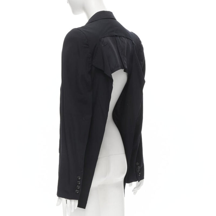 JUNYA WATANABE 1994 navy wool shoulder padded cut out back blazer M