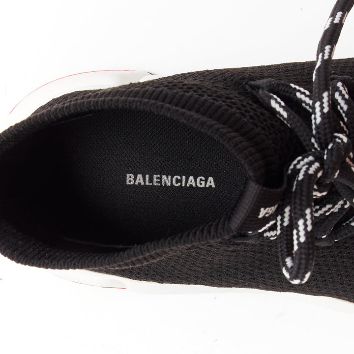 BALENCIAGA Speed black white red logo laced sock sneakers EU40