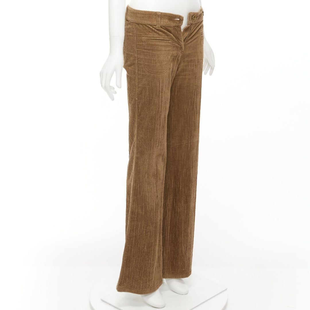 CHLOE brown cotton corduroy low waist flared pants FR34 XS