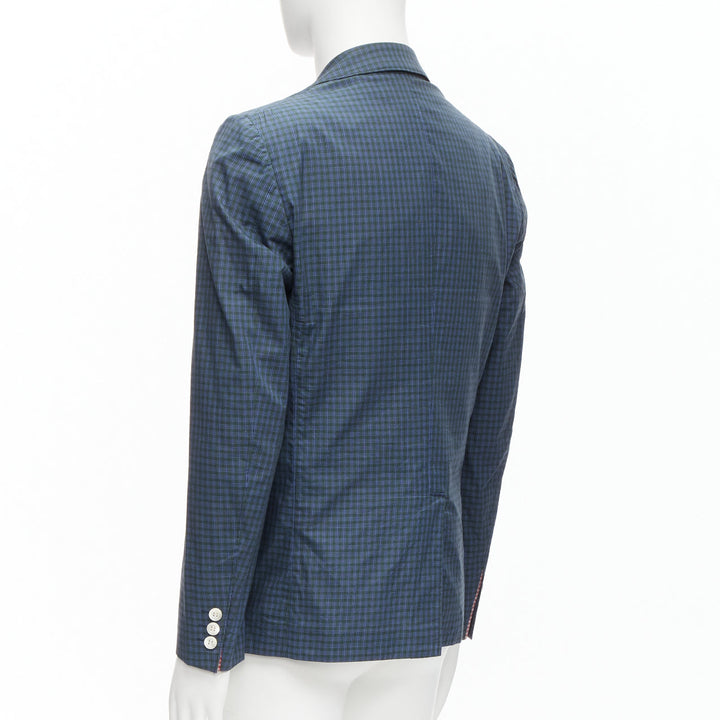 JUNYA WATANABE MAN blue green checked contrast lining casual blazer jacket M