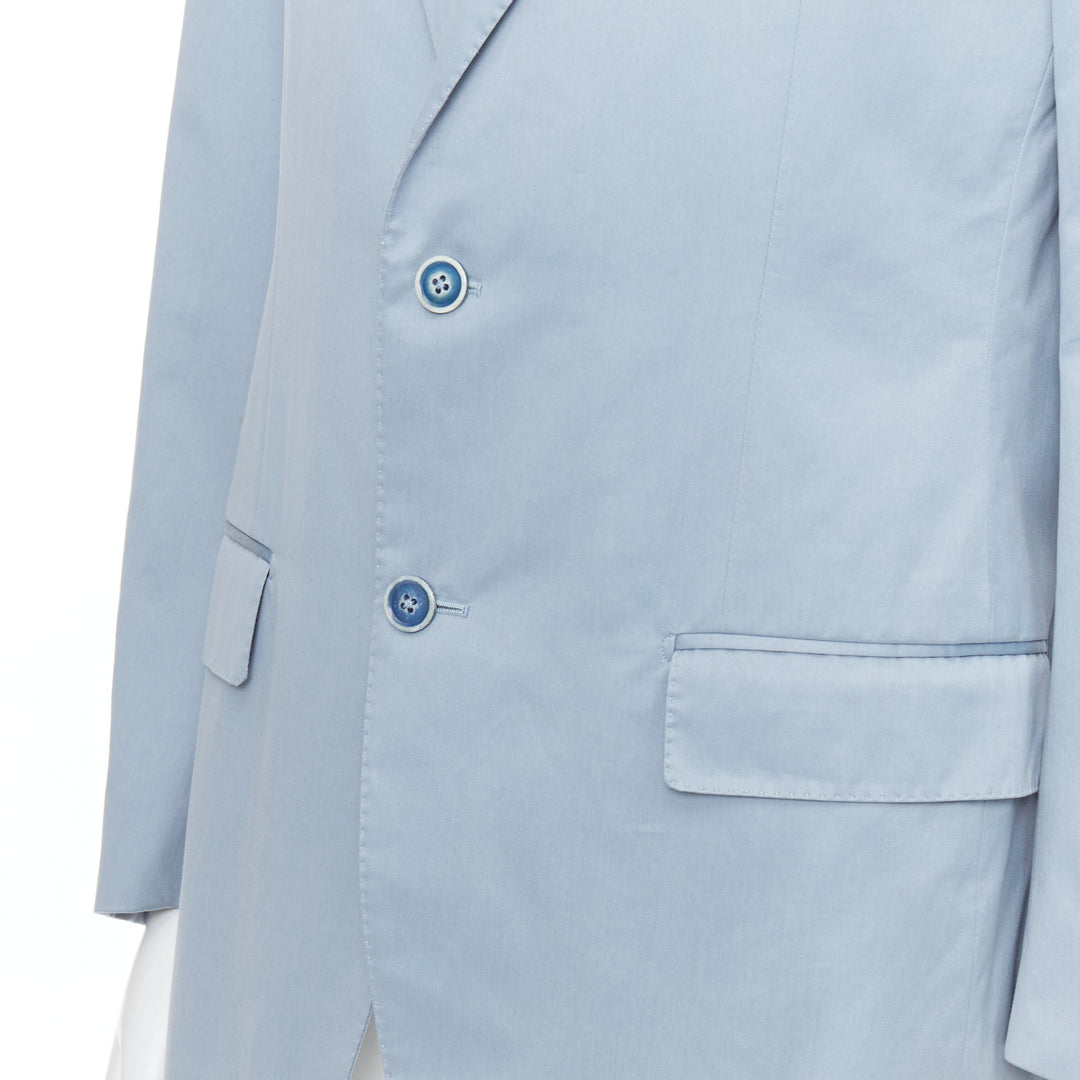 ERMENEGILDO ZEGNA light blue cotton handstitched lapel pockets blazer IT50 L