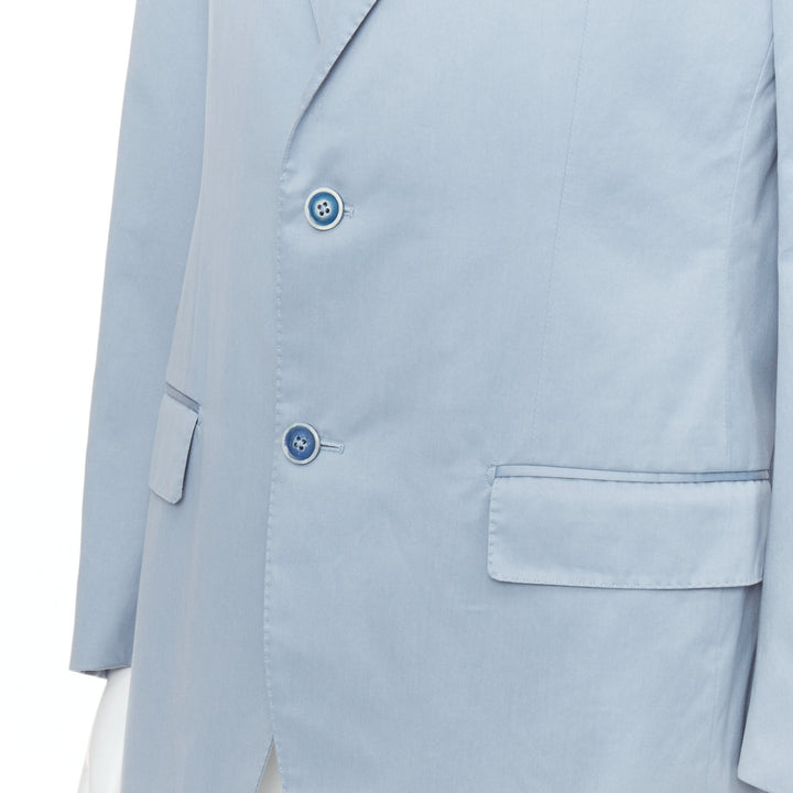 ERMENEGILDO ZEGNA light blue cotton handstitched lapel pockets blazer IT50 L