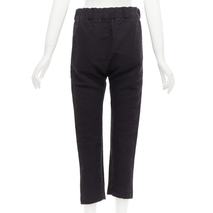 MARNI 2014 black cotton blend jacquard zip front tapered pants IT38 XS