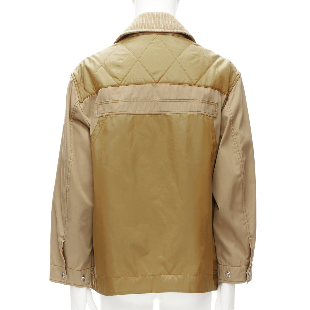 BURBERRY brown corduroy collar padded pocketed chore field jacket M